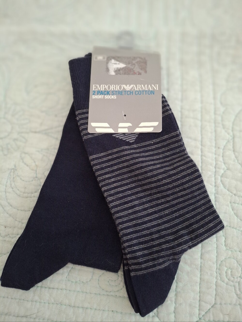 Emporio Armani Navy -Pairs Short Dress Socks  Size L (42)